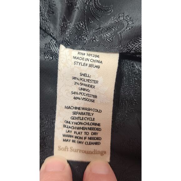 Soft Surroundings St. James plaid blazer Jacket PS black gray - Picture 7 of 7